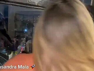 they casually fucked while watching the exhibitionist neighbor flash her big ass