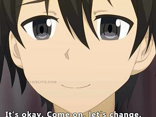 hey that late-night anime handjob turns into passionate creampie sex with brunette hentai babe's big tits