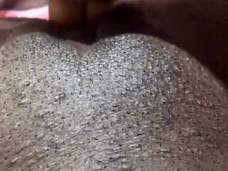 Ebony beauty bends over for solo anal play with intense moaning and creampie finish!