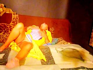 Klaudiaambergirl indulges in a solo masturbation session as an amateur brunette, filling her mouth with cum from her big natural tits.