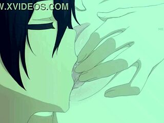 hey that late-night anime handjob turns into passionate creampie sex with brunette hentai babe's big tits