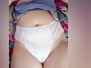 Hot Hottie In White Panties Massages Her Tits And Masturbates Pussy In Front Of The Camera