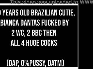 Brazilian Cutie Bianca Dantas Fucked by Two WC and Two BBC in Clean Version with DAP, Huge Gapes, Monster Cocks, and No Pussy Action