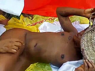 in the country ranch, a horny ebony couple with a fat curvy woman and big cock guy engage in rough sex.