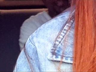 The naughty app driver catches her well-endowed passenger masturbating in the back seat during an interracial public flashing adventure with ass worship.