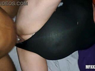 Fucking chubby slut Resaboo the fat pussy goddess with big black cock creampie in pov