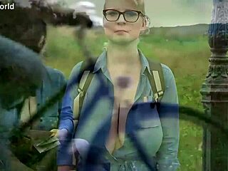 hiking adventure shows downblouse saggy tits in public exposure