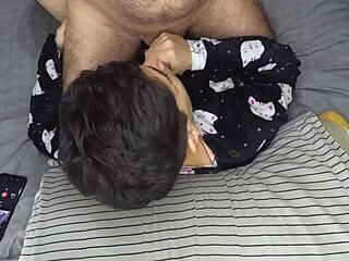 Handjob Leads to Mouthful of Cum Before Bedtime