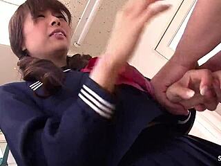 shy japanese teen explores her first defloration in uncensored jav with teacher roleplay creampie