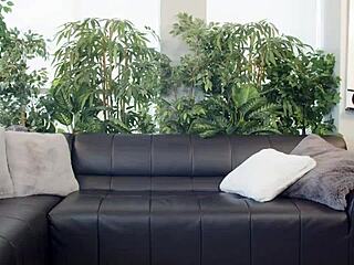 Curly haired cougar Sara Jay finger fucks her wet mature pussy lips to orgasm.