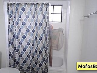 Sexy Blonde Petite Hottie Massages Natural Boobs After Shower And Fingers Pink Bald Pussy