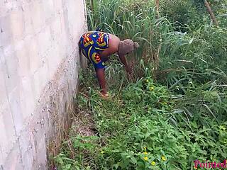 Two Big Black Cocks Finger And Erotically Fuck Big Ass Wife In Garden Outdoor Threesome