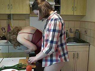 Oh two sexy blonde women in kitchen without panties... lingerie perfect ass big ass mature natural tits pussy close up nudists so hot