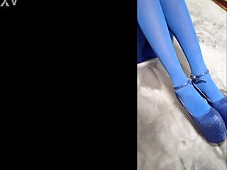 milf with perfect body struts in pantyhose and eight inch heels