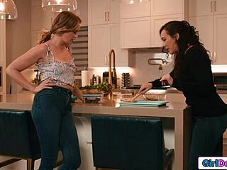 petite small tits milf intensely footfucks licks and masturbates blonde neighbor's hairy pussy