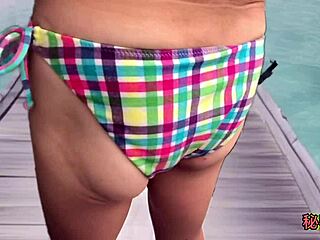 What if you jerked off in a sexy bikini during outdoor handjob fun