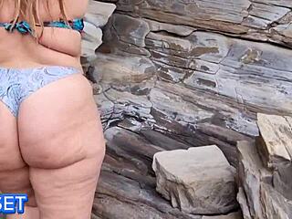 Blonde European Milf With Huge Ass Enjoys Public Beach Gaping