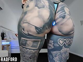 milf tries on bikini with glowing led butt plug insertion