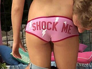 Hey, watch Jessie Andrews' tiny tits bounce as she rides that big cock wildly