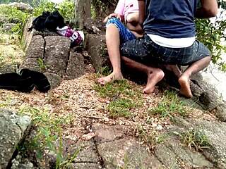 Stepmom gets pounded hard in the fields during outdoor public sex with massive cock action