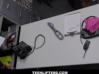 thick blonde teen 18+ shoplifter caught at work stripped clothes ripped fucked by huge dick officer