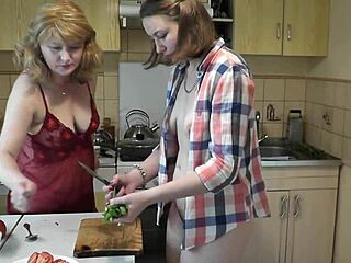 Oh two sexy blonde women in kitchen without panties... lingerie perfect ass big ass mature natural tits pussy close up nudists so hot