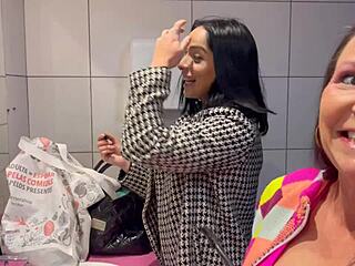 Brazilian milf visits wild bar with panties on ceiling and takes huge cock anal creampie