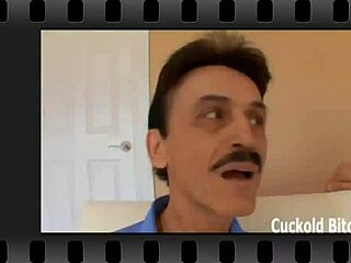 In this intense scene, a tied-up slave watches his mistress get fucked in bdsm humiliation.