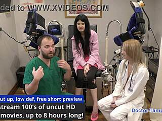 Dr Tampa Oversees Student Intern Alexandria Wu In Behind-The-Scenes Backstage Session With Egyptian Brunette Spreading And Gaping In Latex Gloves