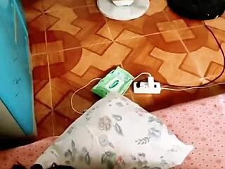 blonde housewife enjoys wet homemade sex with chubby asian in bedroom deepthroat licking and creampie pounding