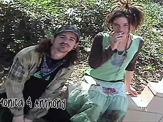 Horny grunge couple unleashes wild screwing session in the park with intense passion