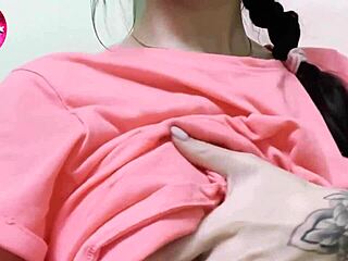 Babe teasing her wet pussy while fingering inside tight panties during solo play