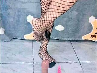 conejita playboy sexy latina flashes natural tits while enjoying big thick dildo in ass for squirting anal fun.