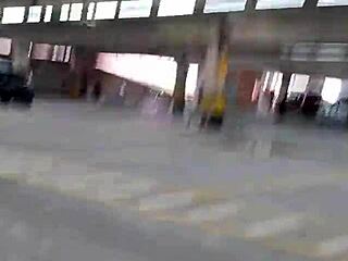 whoa, this wife is flashing without panties in public on the street 😏