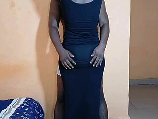 Sexy ebony teen girlfriend in tight panties comes back for homemade pussy licking and fucking