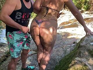 i feel so horny crossdressing while my hot wife fucks me in the woods.