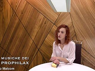 European redhead with natural tits boldly takes big cock in rough anal during Italian casting interview with rimjob and cum swallow