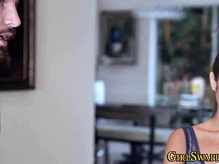 Petite teen gets wild facial in hardcore group piercing action