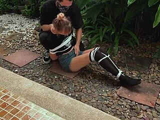 Beauty From The Park Gets Tangled Up In Outdoor Bondage