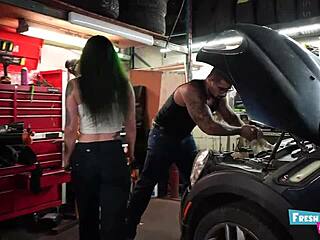 hey, check this fresh innocent teen babe getting pounded hard by mechanic 😈🍆