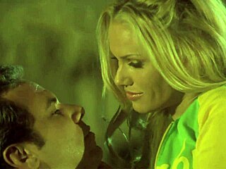 Hey, check out this blonde hottie passionately fucking her man in the garden at evening time