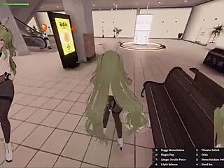 Experience this hentai game with green hair bunny girl exposing in mall pov.