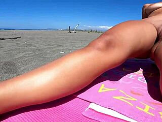 Wow, check out this sunkissed seduction with sexydea revealing nude beach body, big ass shaking in striptease!