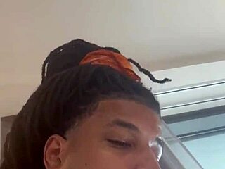 Sucking dick in Las Vegas turns into sloppy gagging blowjob with big black cock and ebony amateur spitting everywhere.