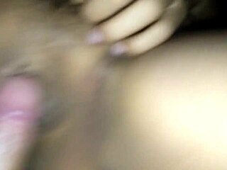 in this casual scene, a pretty shaved pussy gets filled with creampie during intense wet action