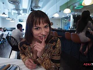 This sneaky waitress pulled me aside for hard fucking in the restaurant until we got caught