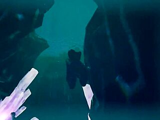 Oh man, that statue's huge cock is stretching out this tight pussy so much in this 3D hentai game, like wow!