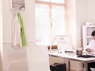 Wow, how does this doctor's dick feel filling your horny pussy so deep, busty British nurse Amber Jayne?