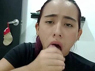 hot guy invites curvy latina for passionate oral sex and big tits blowjob until cum