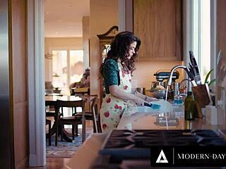 cheating housewife teases with blowjob and rough creampie as hubby watches her wet pussy get filled